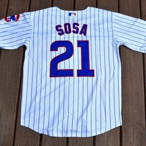 New! Sammy Sosa Chicago Cubs Retro White Pinstripe Baseball Jersey Men's Sizes